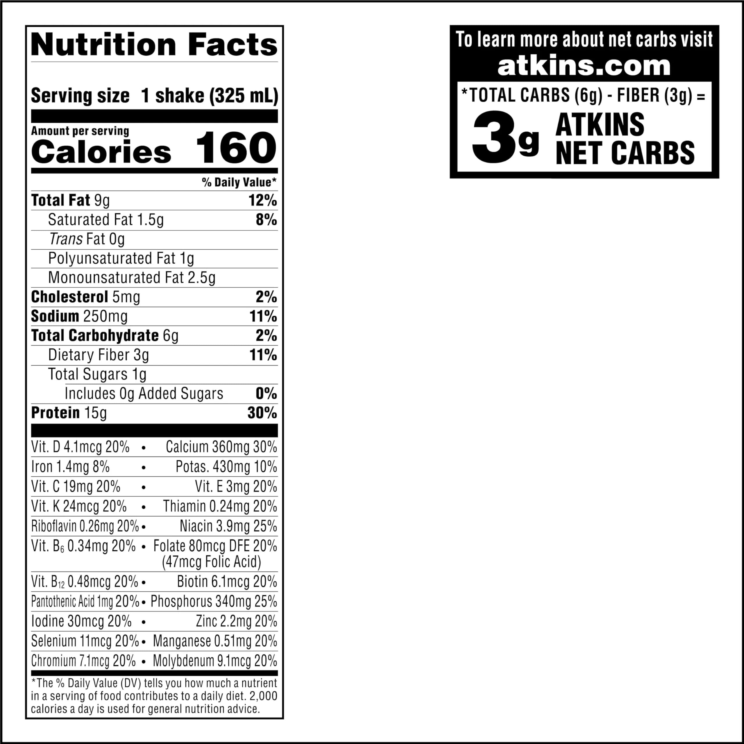 Atkins Café au Lait Iced Coffee Protein Shake, 15g Protein, 4g Net Carb, 1g Sugar, 11 fl oz Bottle - view 6