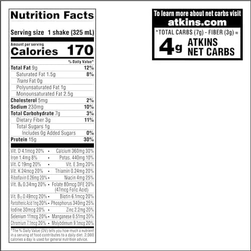 Atkins Vanilla Latte Protein Shake 330ml (11 Fl Oz) | 15g Protein, Gluten-Free, Keto-Friendly thumbnail 6