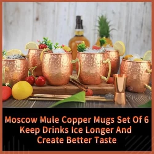 LINALL Moscow Mule Copper Mugs Set of 6 | 18oz Copper Plated Stainless Steel Drinkware thumbnail 4