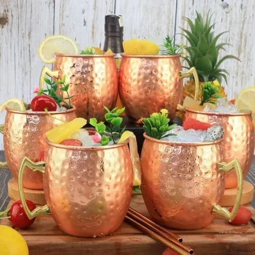 LINALL Moscow Mule Copper Mugs Set of 6 | 18oz Copper Plated Stainless Steel Drinkware thumbnail 5