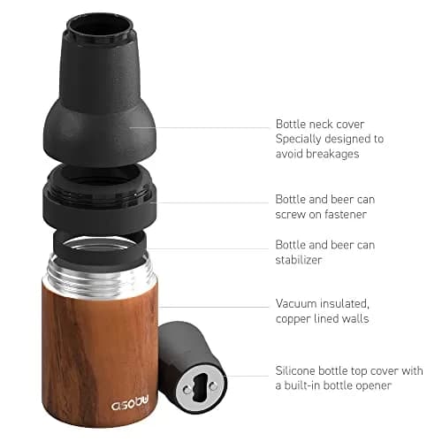 Asobu Frosty Beer Holder 2 Go Vacuum Insulated Stainless Steel Beer Can and Bottle Cooler with Built-in Opener, 16oz (473ml) | Keeps Drinks Cold Up to 12 Hours thumbnail 6