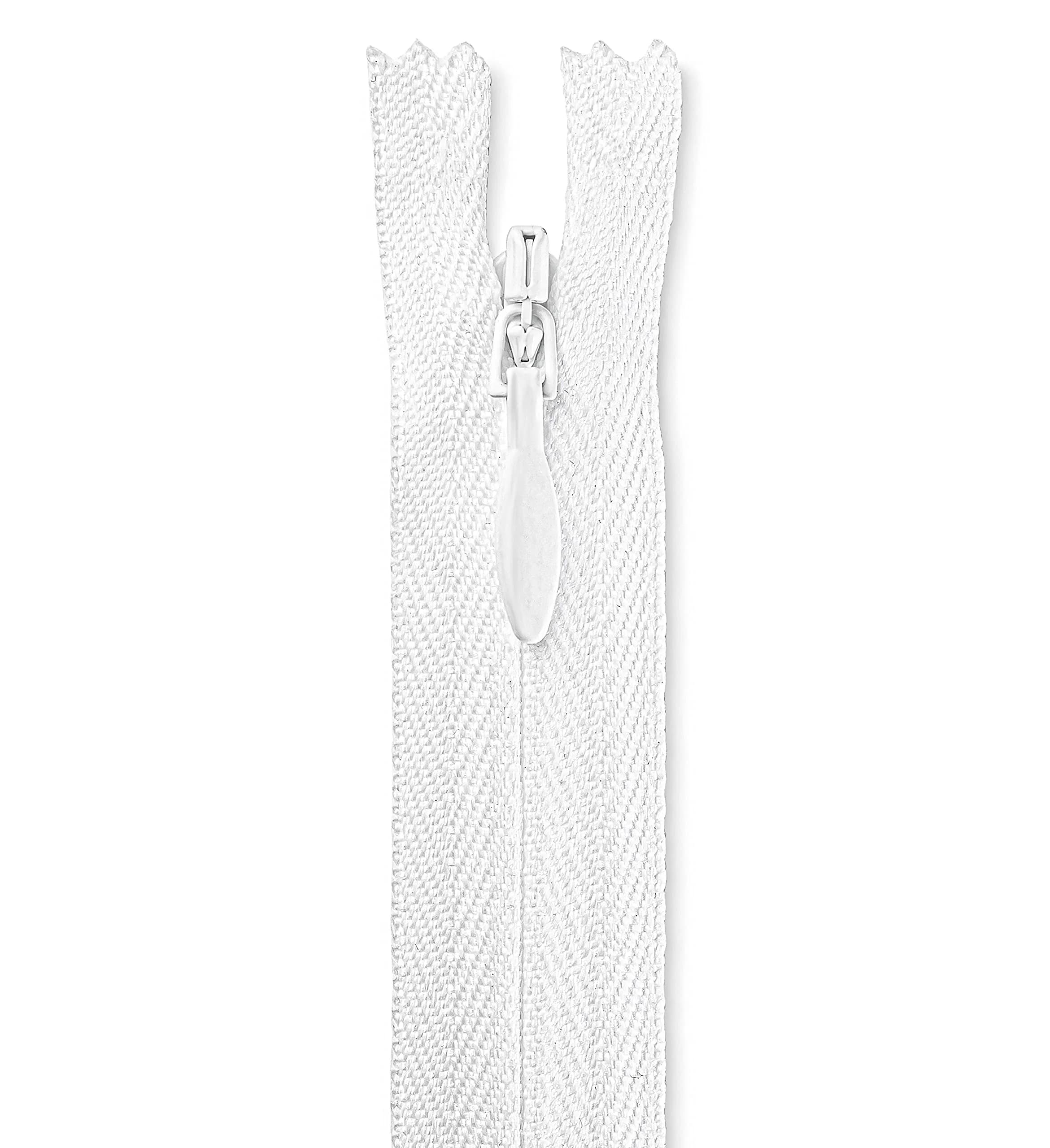 Lakesstory Invisible White Zipper 36 Inch (91.4 cm) | Non-Separating Closed-End Nylon Zipper for Sewing — 36"