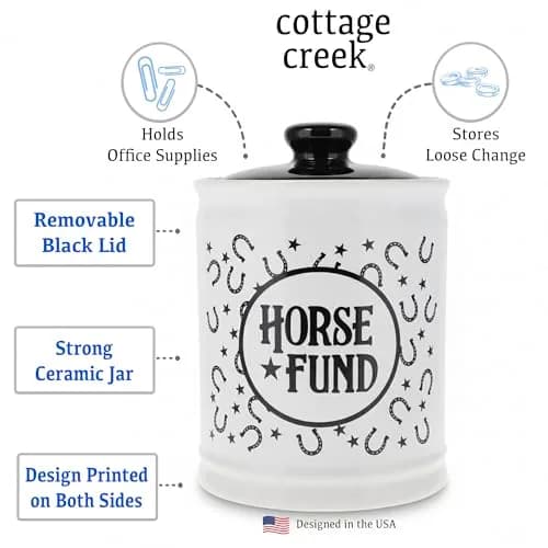 Cottage Creek Horse Fund Piggy Bank 6in Ceramic Money Jar | Equestrian Gift for Horse Lovers thumbnail 4