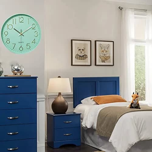 YTAONS 12 in Wall Clock Non-Ticking Quartz Silent Battery Operated Round Clocks (Mint Green) | Modern Home Decor thumbnail 5