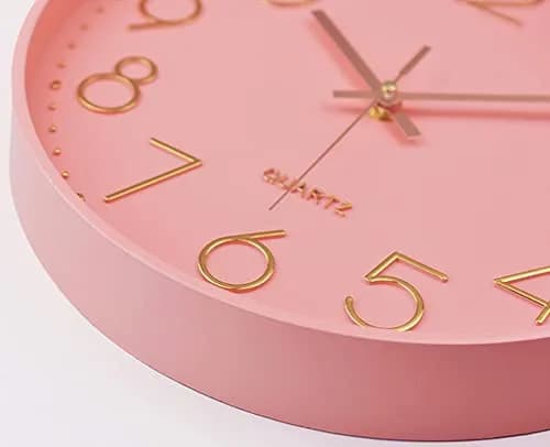 YTAONS 12 in Wall Clock Non-Ticking Quartz Silent Battery Operated Round Clocks (Pink-Rose) | Modern Silent Decor thumbnail 2