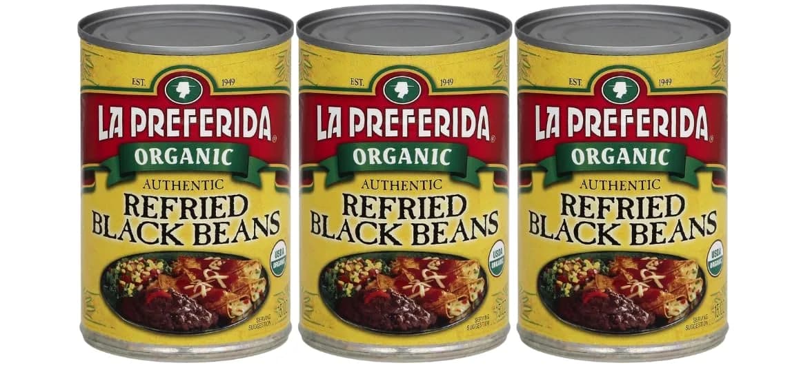 LA PREFERIDA Bean Refried Black Organic 15 oz | Vegan, Kosher, Fat-Free
