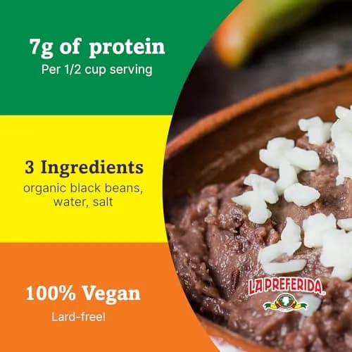 LA PREFERIDA Bean Refried Black Organic 15 oz | Vegan, Kosher, Fat-Free thumbnail 4
