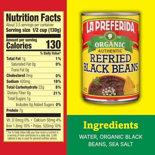 LA PREFERIDA Bean Refried Black Organic 15 oz | Vegan, Kosher, Fat-Free thumbnail 3