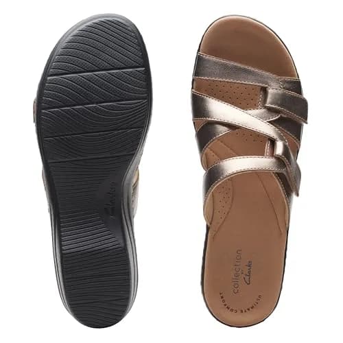 Clarks Women's Merliah Karli Wedge Sandal, Metallic Leather, US Size 8 | Summer Casual Comfort thumbnail 10