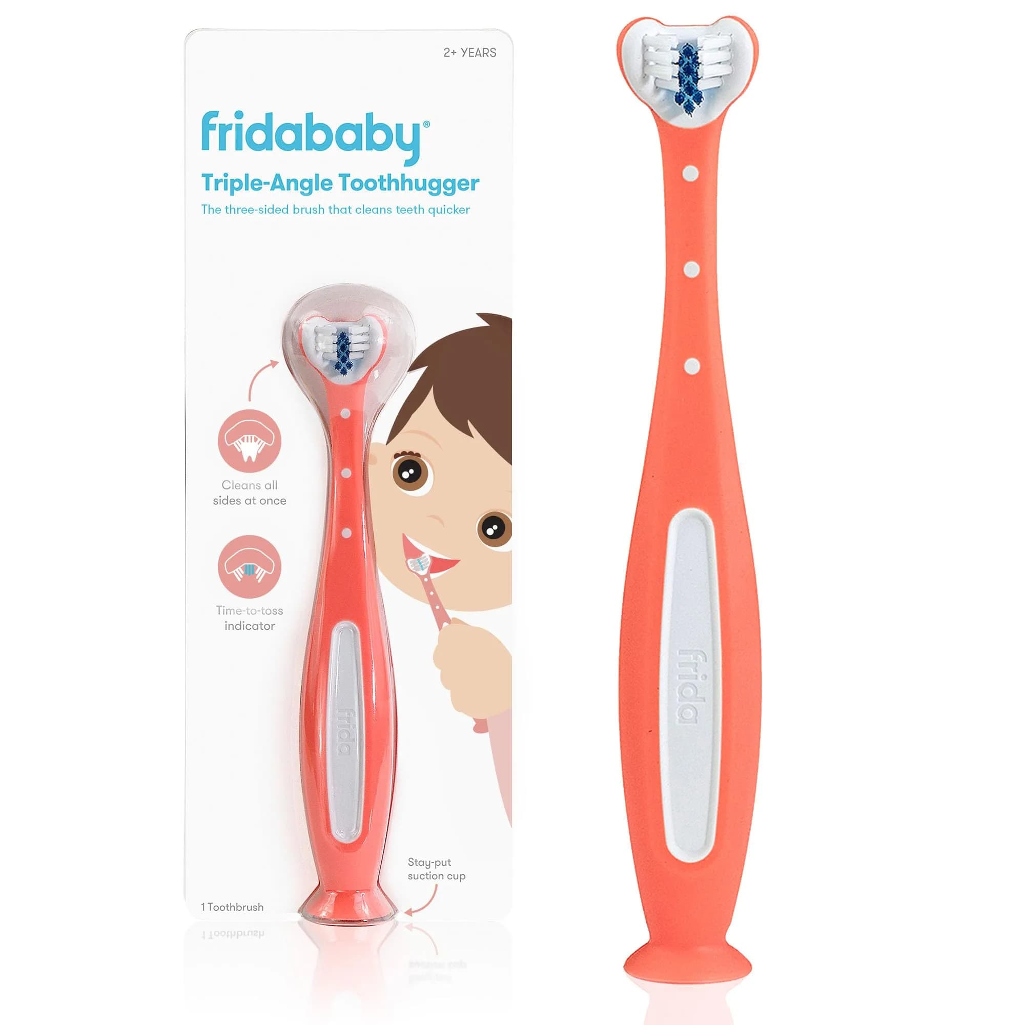 Frida Baby Triple-Angle Toothhugger Toddler Toothbrush 2 Years+ Pink | Cleans All Sides at Once — Pink