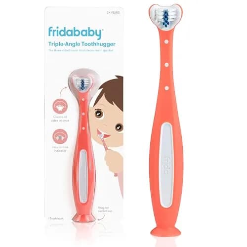 Frida Baby Triple-Angle Toothhugger Toddler Toothbrush 2 Years+ Pink | Cleans All Sides at Once thumbnail 1