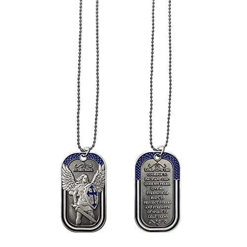 E-Coin Police Officer Prayer Challenge Coin Dog Tag Necklace Pendant Jewelry | St Michael The Archangel | 1.10" W x 1.97" H | Unisex thumbnail 5