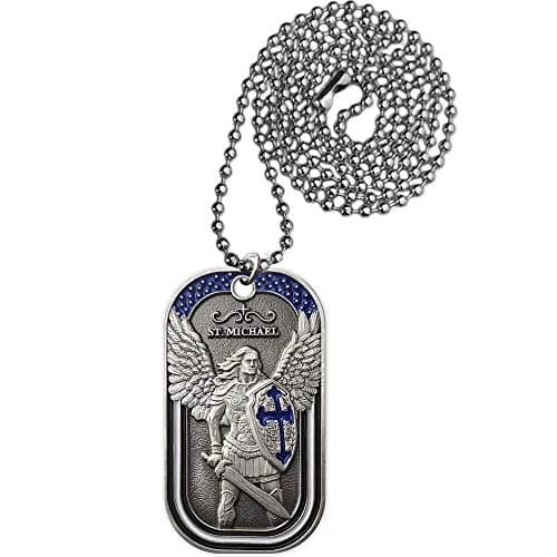 E-Coin Police Officer Prayer Challenge Coin Dog Tag Necklace Pendant Jewelry | St Michael The Archangel | 1.10" W x 1.97" H | Unisex thumbnail 6