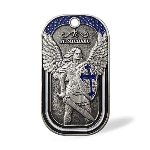 E-Coin Police Officer Prayer Challenge Coin Dog Tag Necklace Pendant Jewelry | St Michael The Archangel | 1.10" W x 1.97" H | Unisex thumbnail 2