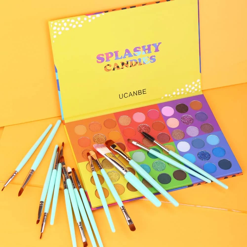 UCANBE 54 Colors Splashy Candies Eyeshadow Palette + 15pcs Makeup Brush Set | Highly Pigmented Matte Metallic Shimmer Glitter Eye Shadow - view 7