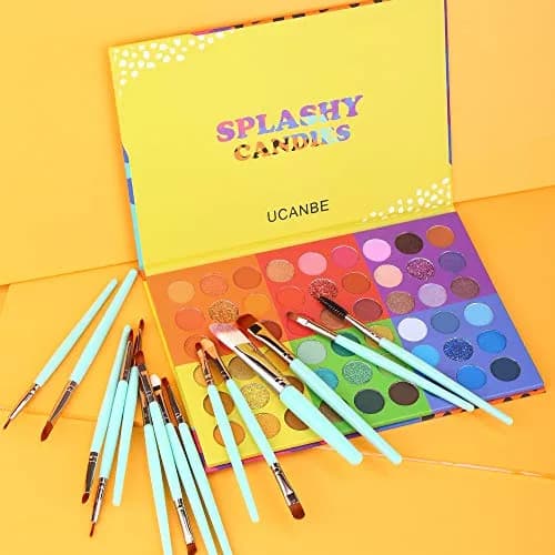 UCANBE 54 Colors Splashy Candies Eyeshadow Palette + 15pcs Makeup Brush Set | Highly Pigmented Matte Metallic Shimmer Glitter Eye Shadow thumbnail 7