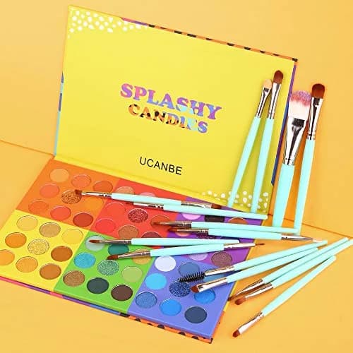 UCANBE 54 Colors Splashy Candies Eyeshadow Palette + 15pcs Makeup Brush Set | Highly Pigmented Matte Metallic Shimmer Glitter Eye Shadow thumbnail 9