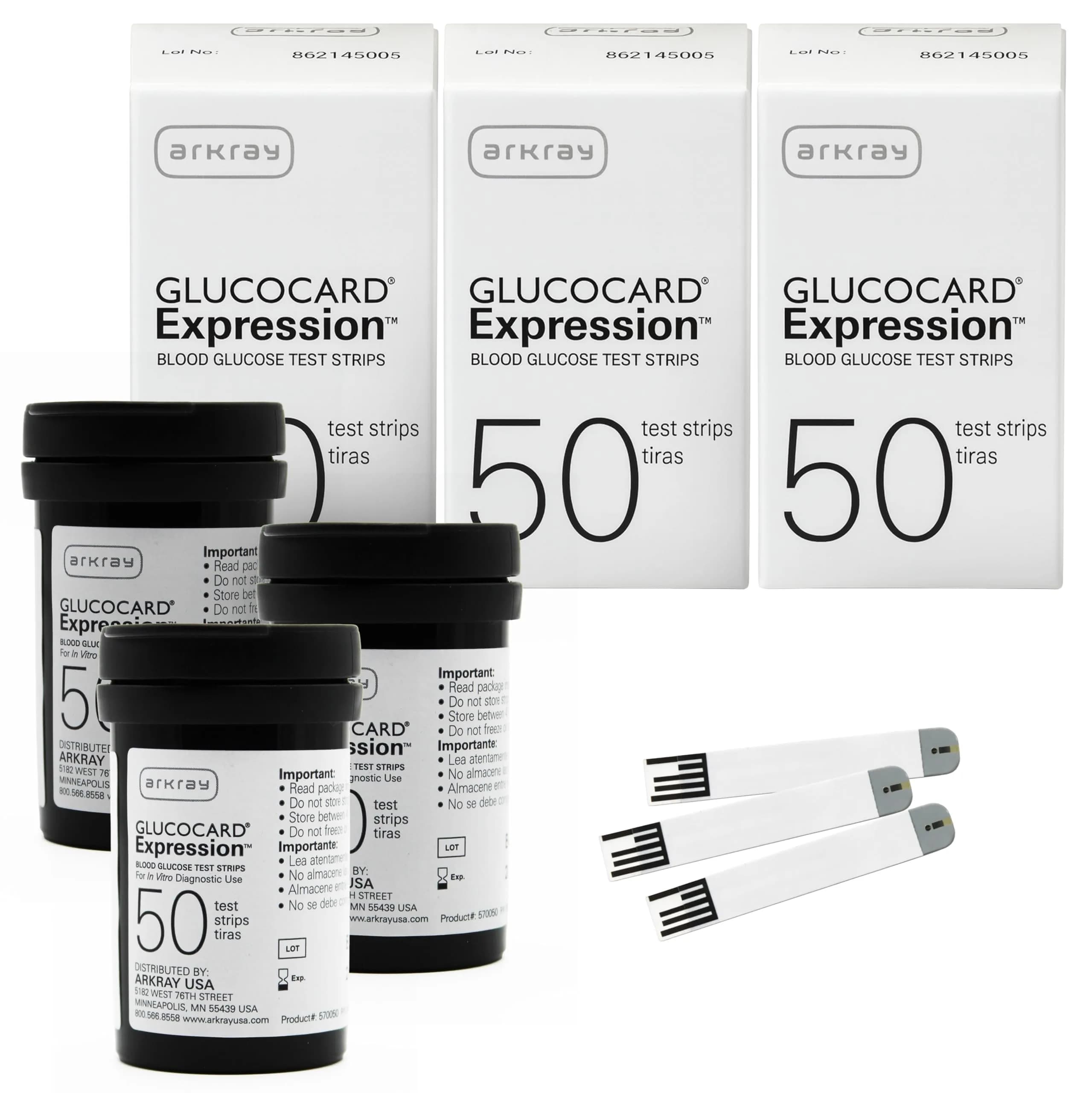 Arkray Glucocard Expression Blood Glucose Test Strips 150 Count No Coding | Fast, Accurate, Comfortable — of 50