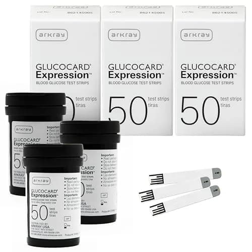Arkray Glucocard Expression Blood Glucose Test Strips 150 Count No Coding | Fast, Accurate, Comfortable thumbnail 1