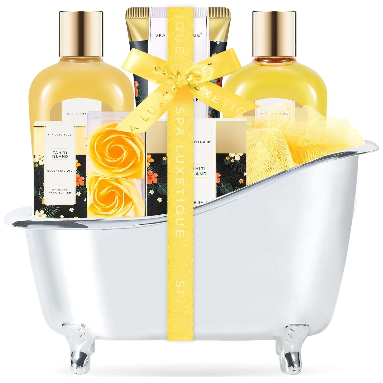 spa luxetique Spa Gift Baskets for Women, 8PCS Yellow | Brighten Skin & Relax