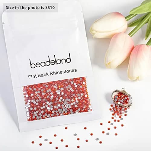 Beadsland Flat Back Crystal Rhinestones, SS10, 1440pcs, Orange | Sparkle for Crafts & Nails thumbnail 4