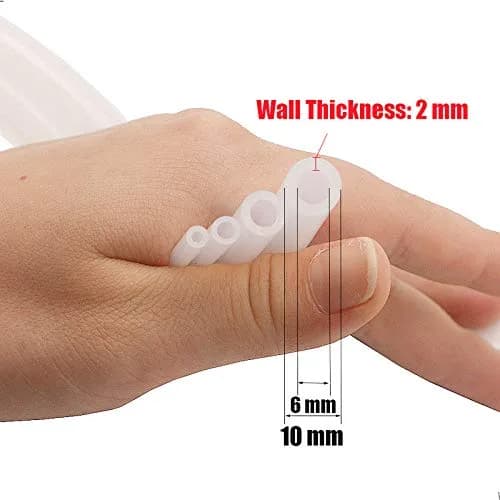 QJZXUEZHEN Silicone Tube 6mm ID x 10mm OD | Clear Flexible Rubber Water & Air Hose, 1m thumbnail 2