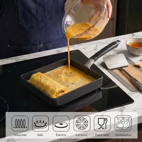 TECHEF Tamagoyaki Japanese Omelette Pan Large | PFOA-Free, Induction-Ready, Dishwasher Safe thumbnail 4