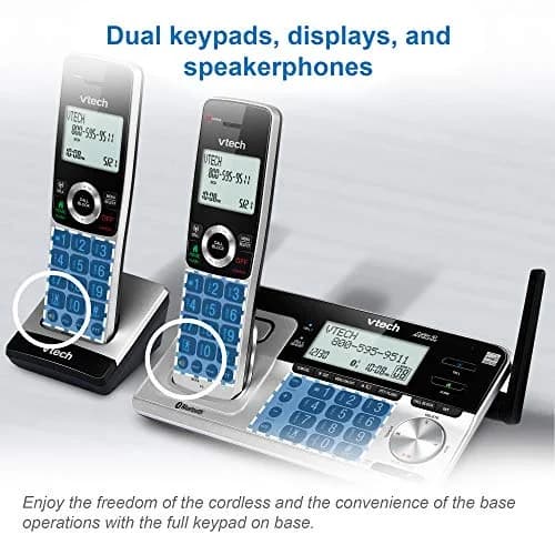 VTech VS113-5 Extended Range 5 Handset Cordless Phone for Home with Call Blocking, Connect to Cell Bluetooth, 2" Backlit Screen, Big Buttons, and Answering System, Silver & Black | Long Range & Call Blocking thumbnail 7