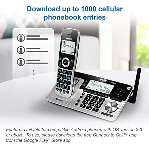 VTech VS113-5 Extended Range 5 Handset Cordless Phone for Home with Call Blocking, Connect to Cell Bluetooth, 2" Backlit Screen, Big Buttons, and Answering System, Silver & Black | Long Range & Call Blocking thumbnail 8