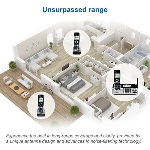 VTech VS113-5 Extended Range 5 Handset Cordless Phone for Home with Call Blocking, Connect to Cell Bluetooth, 2" Backlit Screen, Big Buttons, and Answering System, Silver & Black | Long Range & Call Blocking thumbnail 2