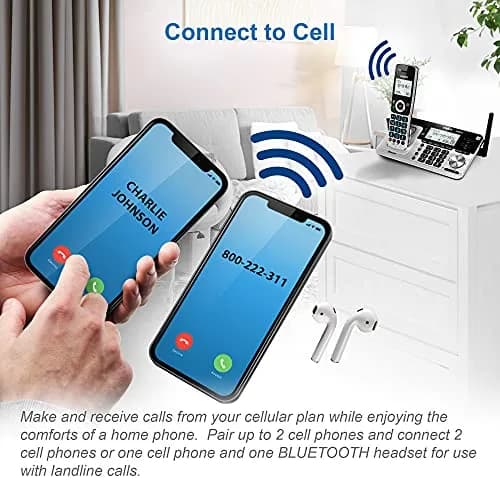 VTech VS113-5 Extended Range 5 Handset Cordless Phone for Home with Call Blocking, Connect to Cell Bluetooth, 2" Backlit Screen, Big Buttons, and Answering System, Silver & Black | Long Range & Call Blocking thumbnail 3