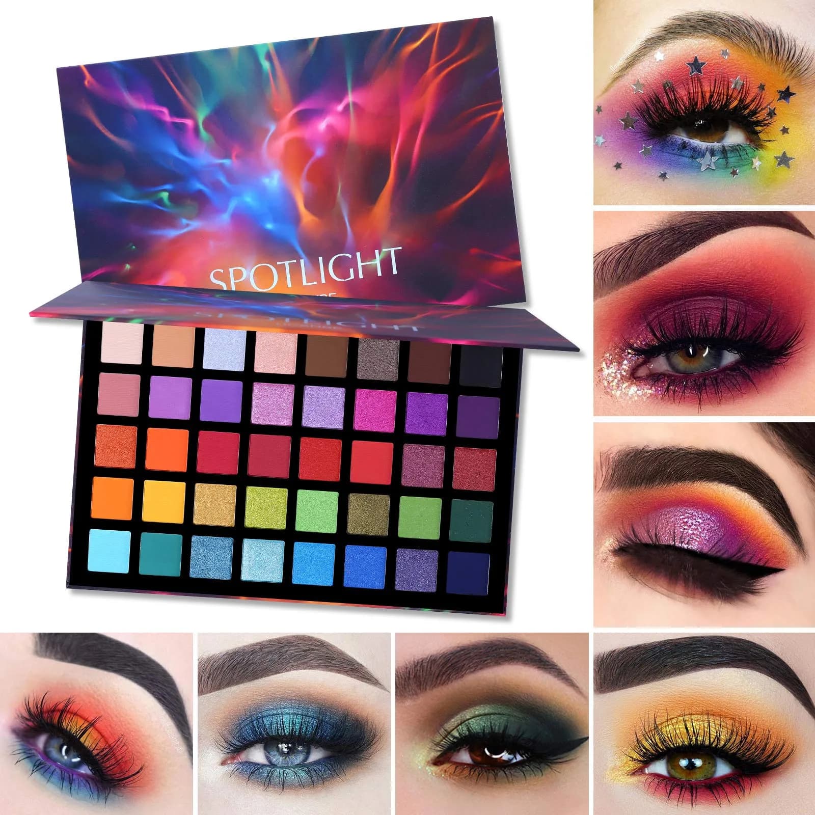 UCANBE Spotlight Eyeshadow Palette + 15 Brushes Set, 40 Colors Matte Shimmer Glitter | Highly Pigmented & Waterproof - view 6