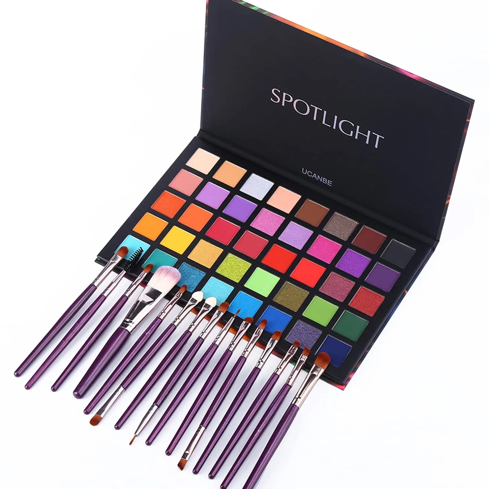 UCANBE Spotlight Eyeshadow Palette + 15 Brushes Set, 40 Colors Matte Shimmer Glitter | Highly Pigmented & Waterproof - view 7