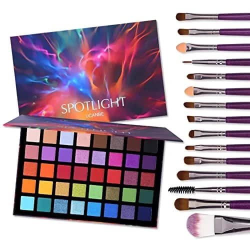 UCANBE Spotlight Eyeshadow Palette + 15 Brushes Set, 40 Colors Matte Shimmer Glitter | Highly Pigmented & Waterproof thumbnail 1