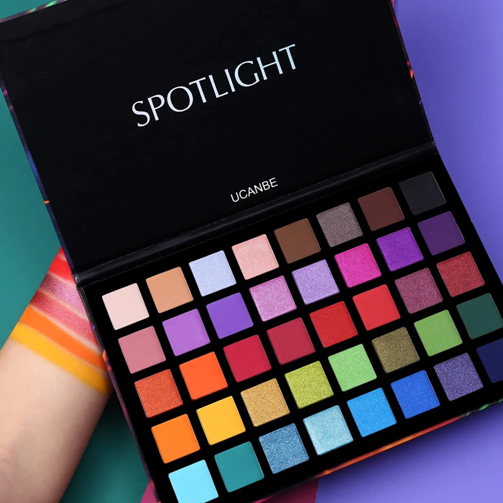 UCANBE Spotlight Eyeshadow Palette + 15 Brushes Set, 40 Colors Matte Shimmer Glitter | Highly Pigmented & Waterproof - view 3