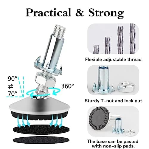Tahikem M10 Swivel Adjustable Leveling Feet | Furniture Leveling Support 4 Pack thumbnail 7