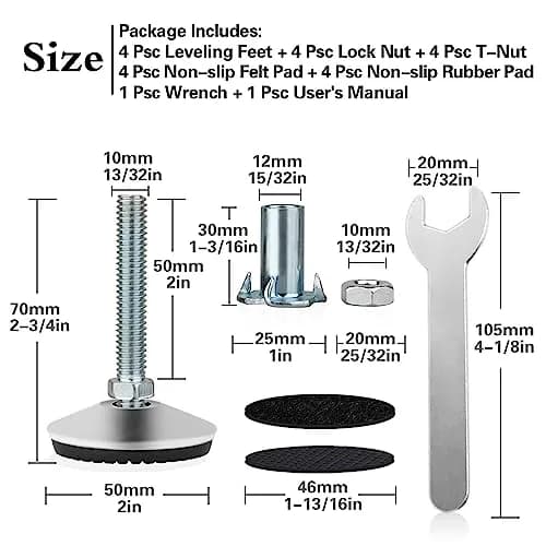 Tahikem M10 Swivel Adjustable Leveling Feet | Furniture Leveling Support 4 Pack thumbnail 2