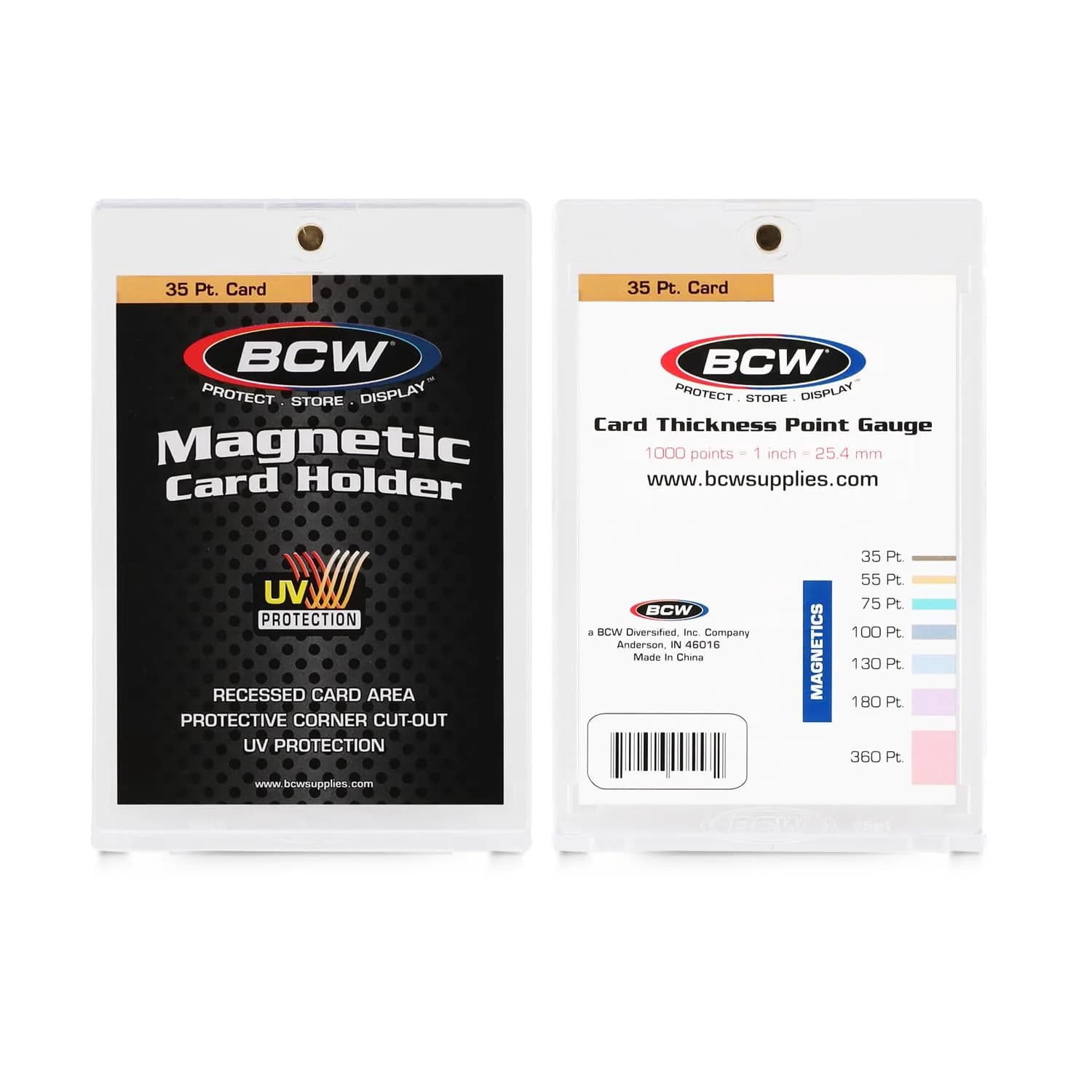 BCW 35 Pt Magnetic Card Holders with UV Protection, 10 Count | Standard Trading Cards — White
