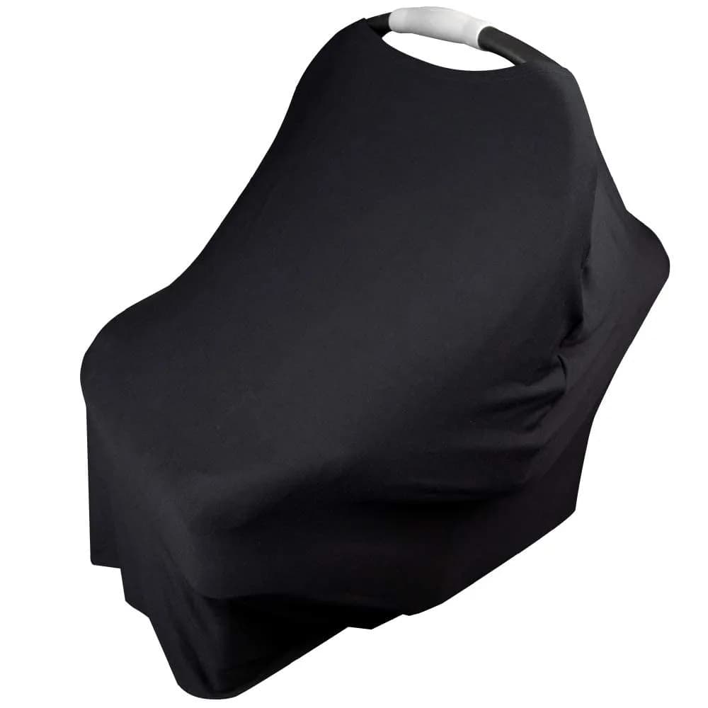 Mothera Baby Car Seat Cover Multi-use Nursing Covers for Breastfeeding Baby Must Haves for First Time Mom Infant Stroller Cover for Baby Boy or Girl, Black | 1 Count — Black