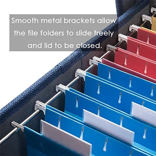 PRANDOM Decorative Linen File Organizer Box Set with Lids, 28.5cm (11.2 inch) Height | Collapsible Storage for Letter/Legal Files thumbnail 4