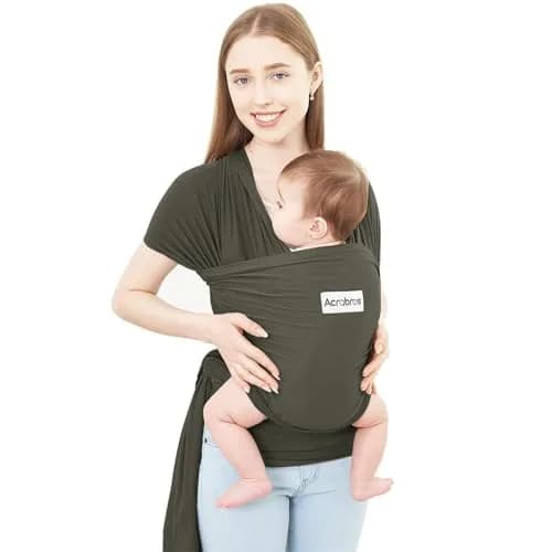 ACRABROS Baby Wrap Carrier for Newborns to Toddlers (8-35 lbs) | Breathable, Hands-Free, Dark Grey thumbnail 1