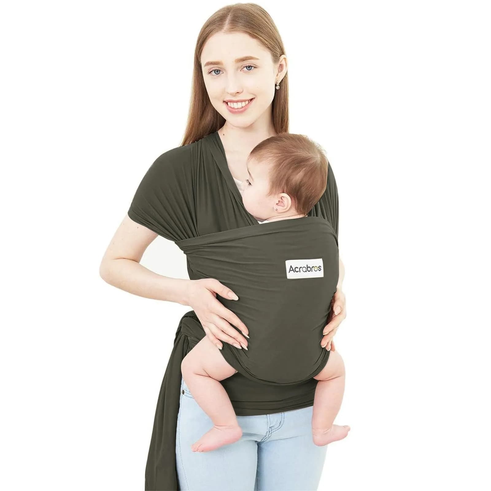 ACRABROS Baby Wrap Carrier for Newborns to Toddlers (8-35 lbs) | Breathable, Hands-Free, Dark Grey — Dark Grey