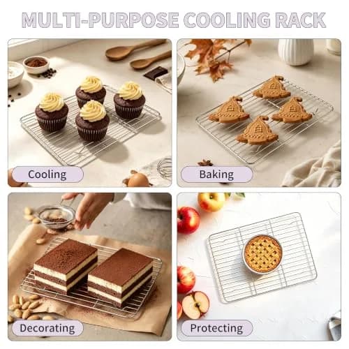 TeamFar Stainless Steel Toaster Oven Pan with Rack Set, 10.5"x 8"x 1" | Durable & Healthy Bakeware for Indian Kitchens thumbnail 7