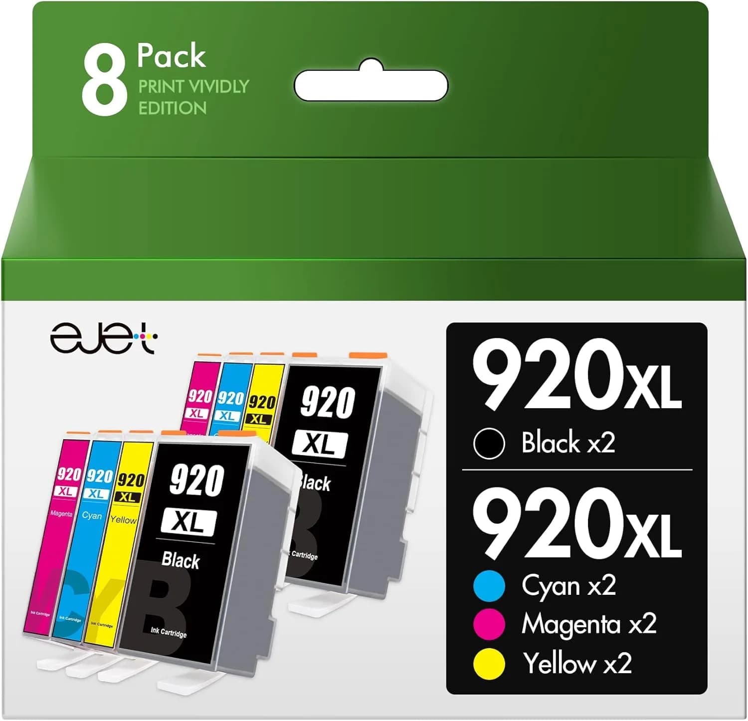 ejet 920XL Ink Cartridges Combo Pack for HP 920XL | High Page Yield & Compatible with Officejet 6500 — 920XL ink cartridges