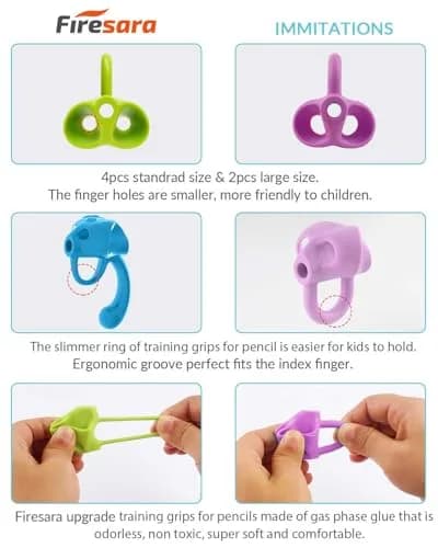 Firesara Left-Handed Training Grips, Assorted Colors | Fun Handwriting Aid for Special Needs & Adults thumbnail 2