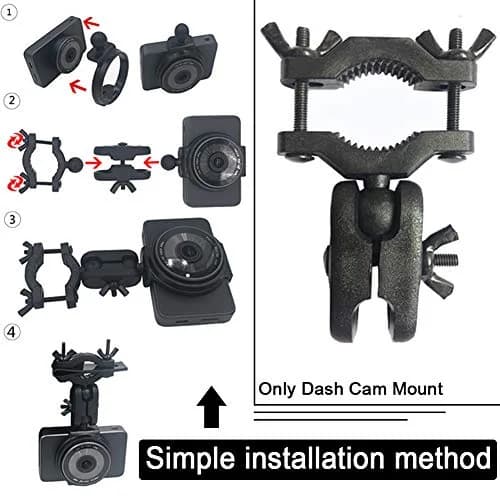 CALIDAKA Universal Dash Cam Mount Holder with 360° Ball Head & Handlebar Clamp | Fits Most Dash Cams & Action Cameras thumbnail 5