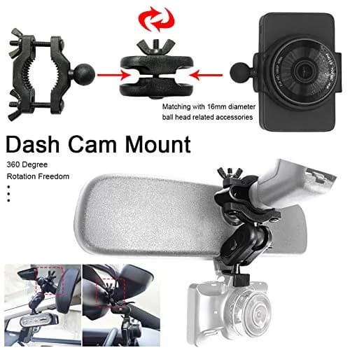 CALIDAKA Universal Dash Cam Mount Holder with 360° Ball Head & Handlebar Clamp | Fits Most Dash Cams & Action Cameras thumbnail 6