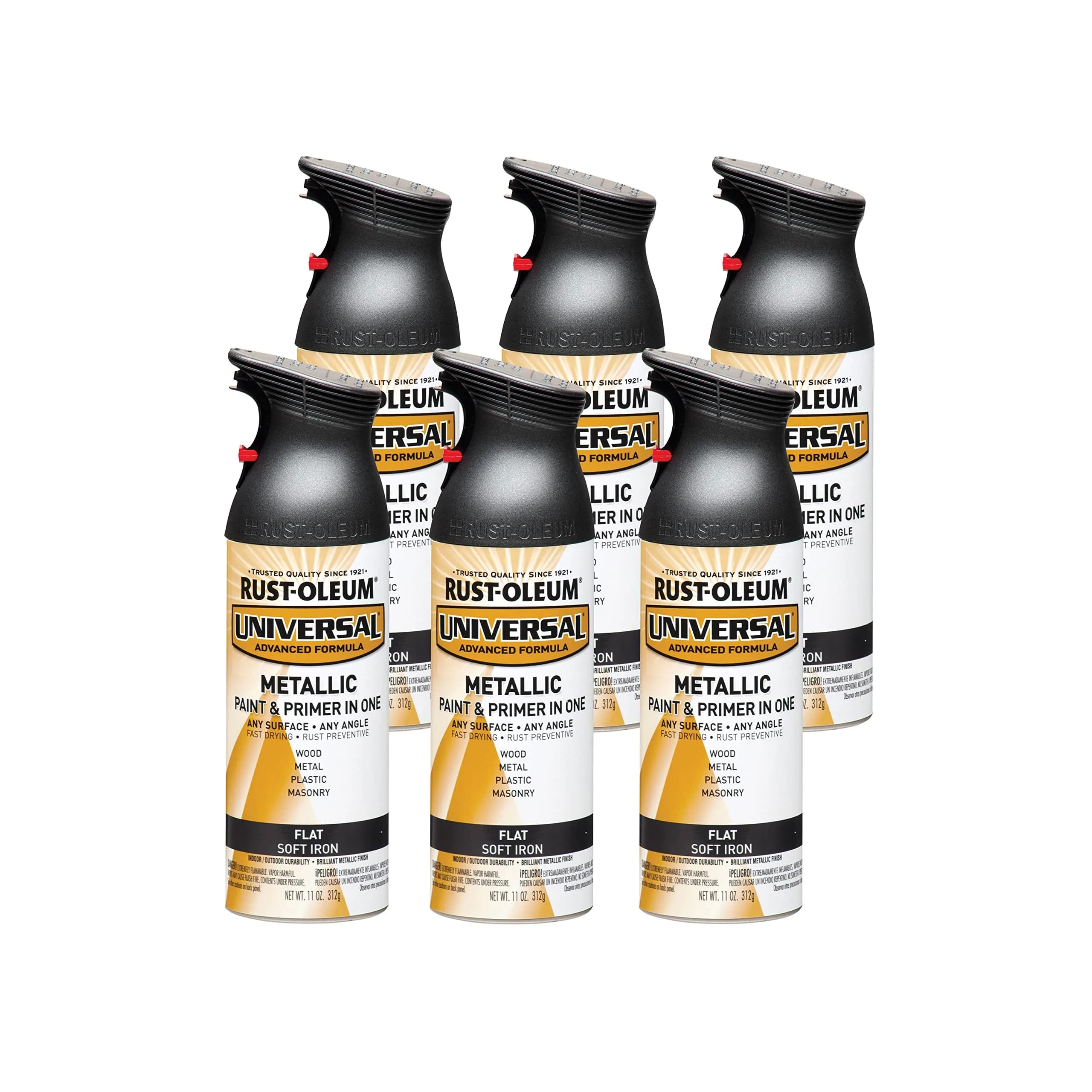 Rust-Oleum Flat Soft Iron Metallic All Surface Spray Paint, 11 oz (Pack of 6) - main product image