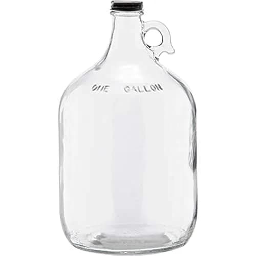 C-Store Packaging 1 Gallon Glass Fermenting Jug with Handle, Black Polyseal Lid & Cap | Durable 128oz Home Brewing Jug thumbnail 1