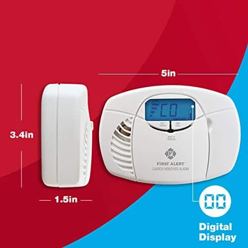 First Alert Battery Carbon Monoxide Alarm with Digital Display | 3 Pack, Easy-to-Read CO Levels, 85dB Siren, Battery Operated, White thumbnail 3